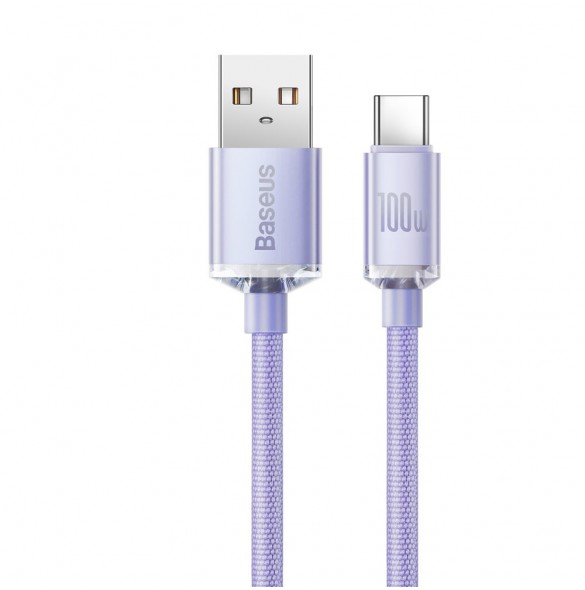 Baseus Crystal Shine Series-kabel USB-kabel för snabb laddning och dataöverföring USB Typ A - USB Typ C 100W 2m lila (CAJY000505