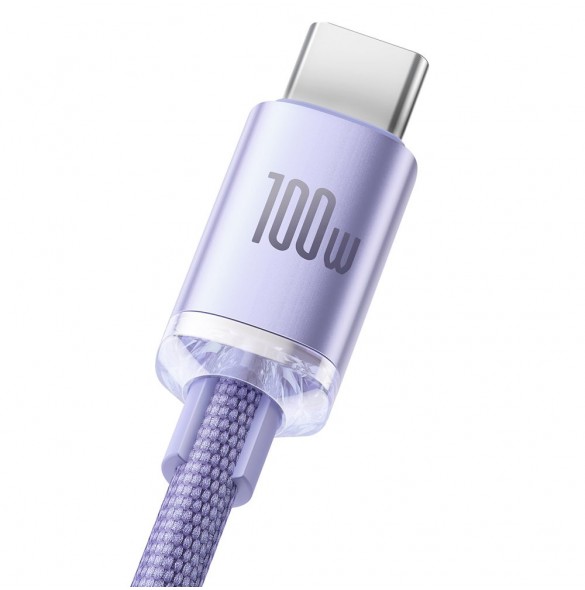 Baseus Crystal Shine Series-kabel USB-kabel för snabb laddning och dataöverföring USB Typ A - USB Typ C 100W 2m lila (CAJY000505