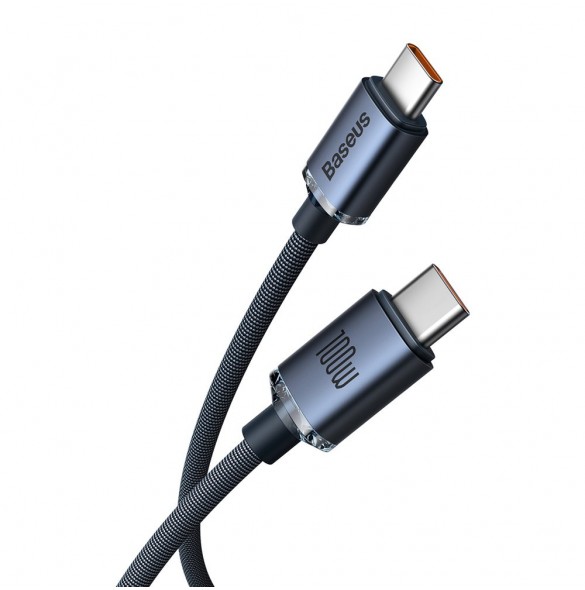 Baseus Crystal Shine Series-kabel USB-kabel för snabb laddning och dataöverföring USB Type C - USB Type C 100W 1,2m svart (CAJY0