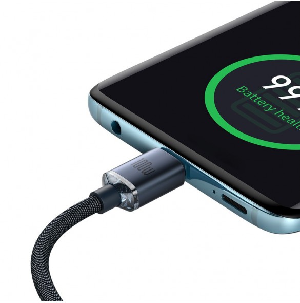 Baseus Crystal Shine Series-kabel USB-kabel för snabb laddning och dataöverföring USB Type C - USB Type C 100W 1,2m svart (CAJY0