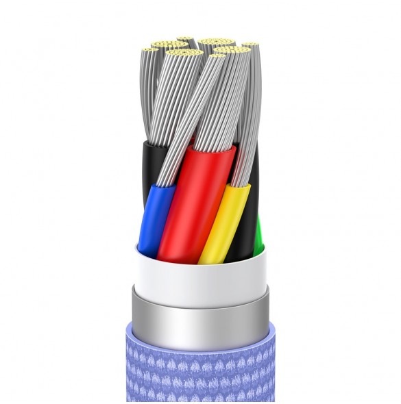 Baseus Crystal Shine Series-kabel USB-kabel för snabb laddning och dataöverföring USB Typ C - USB Typ C 100W 1,2m lila (CAJY0006