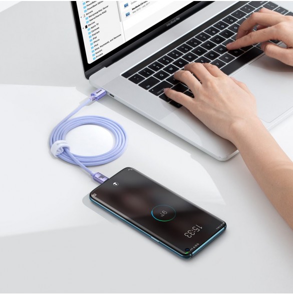Baseus Crystal Shine Series-kabel USB-kabel för snabb laddning och dataöverföring USB Typ C - USB Typ C 100W 1,2m lila (CAJY0006