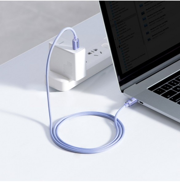 Baseus Crystal Shine Series-kabel USB-kabel för snabb laddning och dataöverföring USB Typ C - USB Typ C 100W 1,2m lila (CAJY0006