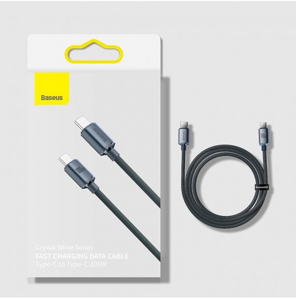 Baseus Crystal Shine Series-kabel USB-kabel för snabb laddning och dataöverföring USB Typ C - USB Typ C 100W 1,2m lila (CAJY0006