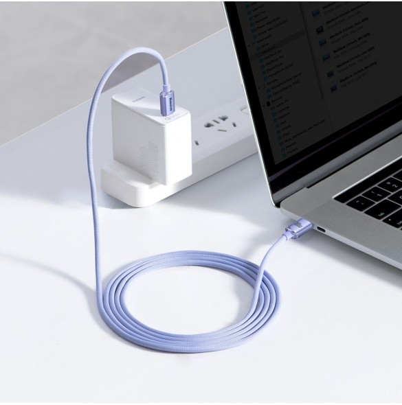 Baseus Crystal Shine Series-kabel USB-kabel för snabb laddning och dataöverföring USB Typ C - USB Typ C 100W 2m lila (CAJY000705