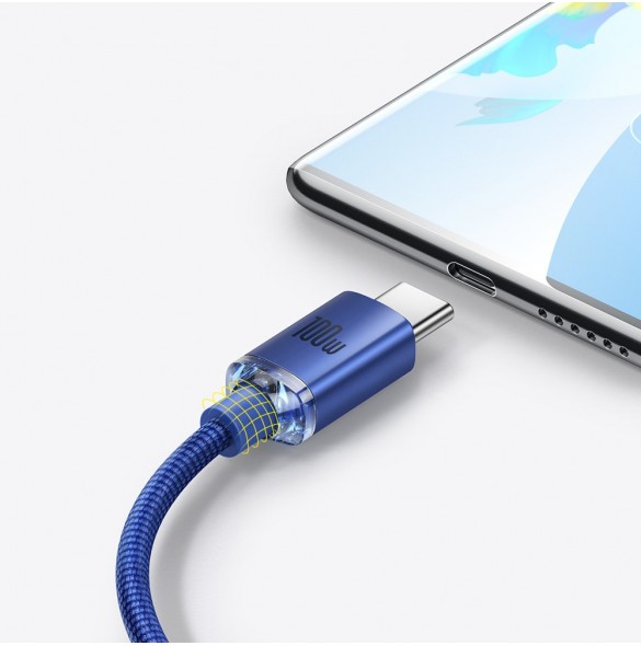Baseus crystal shine serie snabbladdningsdatakabel USB typ A till USB typ C 100W 2m blå (CAJY000503)