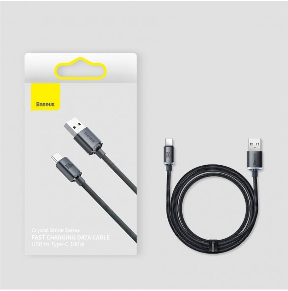 Baseus crystal shine serie snabbladdningsdatakabel USB typ A till USB typ C 100W 2m blå (CAJY000503)