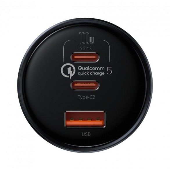 Baseus snabb billaddare USB / USB Typ C 160W PPS Quick Charge 5 PD grå (TZCCZM-0G)