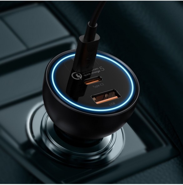 Baseus snabb billaddare USB / USB Typ C 160W PPS Quick Charge 5 PD grå (TZCCZM-0G)