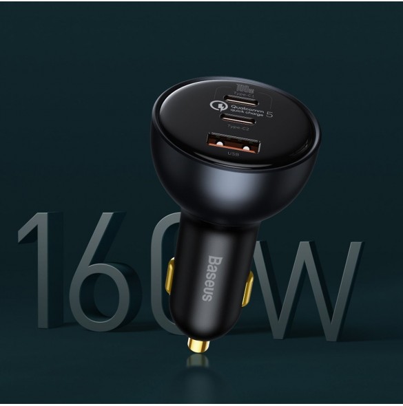Baseus snabb billaddare USB / USB Typ C 160W PPS Quick Charge 5 PD grå (TZCCZM-0G)