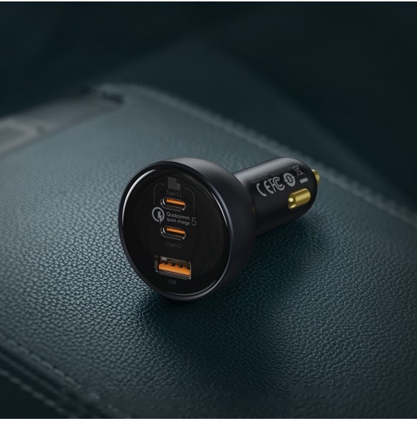 Baseus snabb billaddare USB / USB Typ C 160W PPS Quick Charge 5 PD grå (TZCCZM-0G)