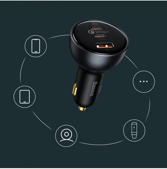 Baseus snabb billaddare USB / USB Typ C 160W PPS Quick Charge 5 PD grå (TZCCZM-0G)