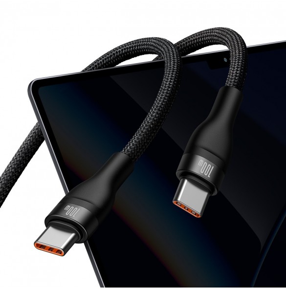 Baseus Flash Series II snabbladdningskabel 2in1 USB-C - 2xUSB-C 100W 1,5m svart
