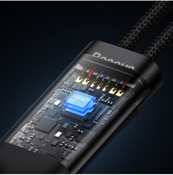 Baseus Flash Series II snabbladdningskabel 2in1 USB-C - 2xUSB-C 100W 1,5m svart