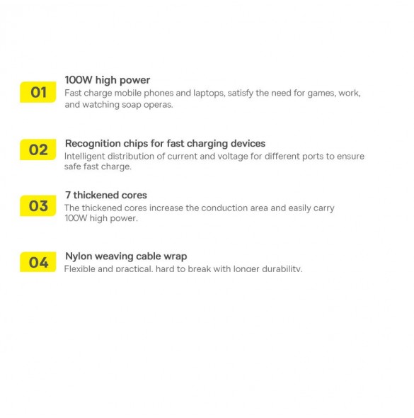 Baseus Flash Series II snabbladdningskabel 2in1 USB-C - 2xUSB-C 100W 1,5m svart
