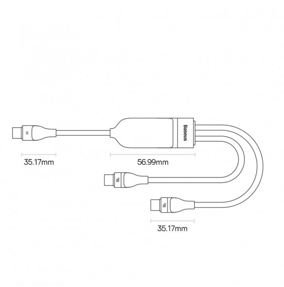 Baseus Flash Series II snabbladdningskabel 2in1 USB-C - 2xUSB-C 100W 1,5m svart