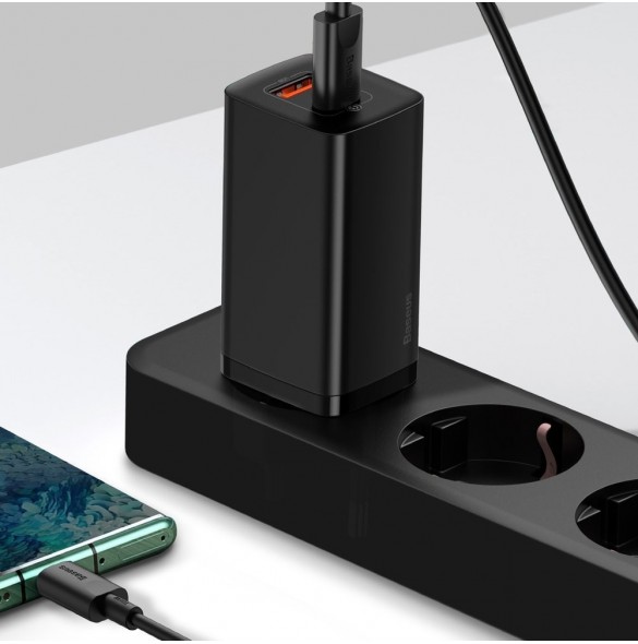 Baseus GaN2 Lite snabbladdare 65W USB / USB Typ C Quick Charge 3.0 Power Delivery (galliumnitrid) svart (CCGAN2L-B01)