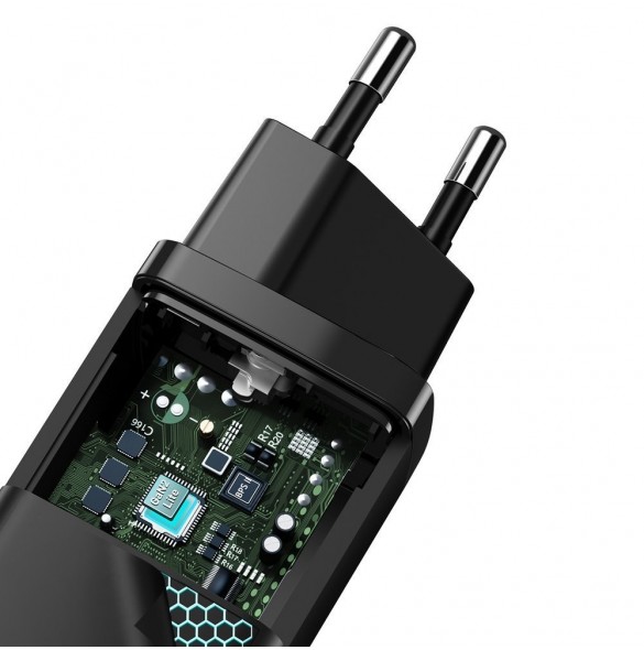 Baseus GaN2 Lite snabbladdare 65W USB / USB Typ C Quick Charge 3.0 Power Delivery (galliumnitrid) svart (CCGAN2L-B01)