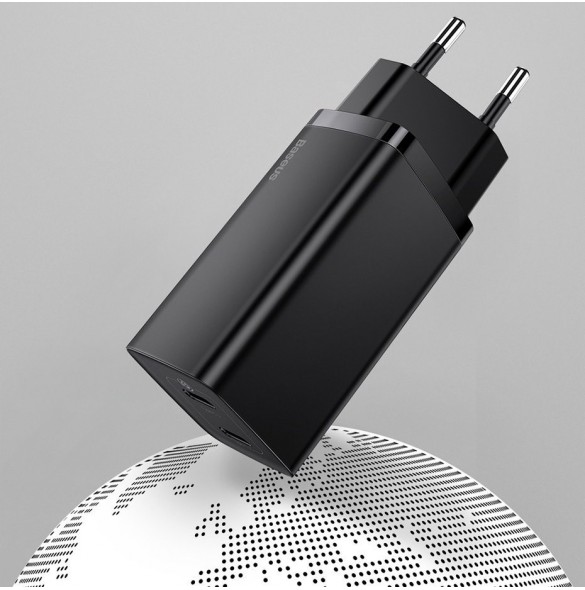 Baseus GaN2 Lite snabbladdare 65W USB / USB Typ C Quick Charge 3.0 Power Delivery (galliumnitrid) svart (CCGAN2L-B01)