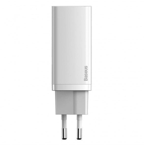Baseus GaN2 Lite snabbladdare 65W USB / USB Typ C Quick Charge 3.0 Power Delivery (galliumnitrid) vit (CCGAN2L-B02)