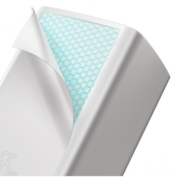 Baseus GaN2 Lite snabbladdare 65W USB / USB Typ C Quick Charge 3.0 Power Delivery (galliumnitrid) vit (CCGAN2L-B02)