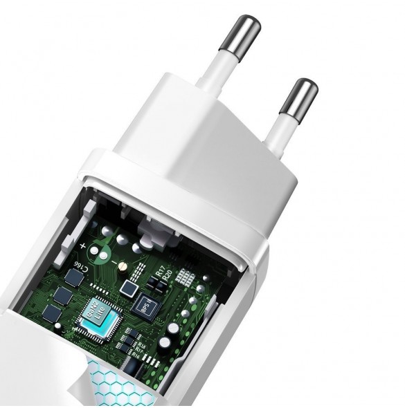 Baseus GaN2 Lite snabbladdare 65W USB / USB Typ C Quick Charge 3.0 Power Delivery (galliumnitrid) vit (CCGAN2L-B02)