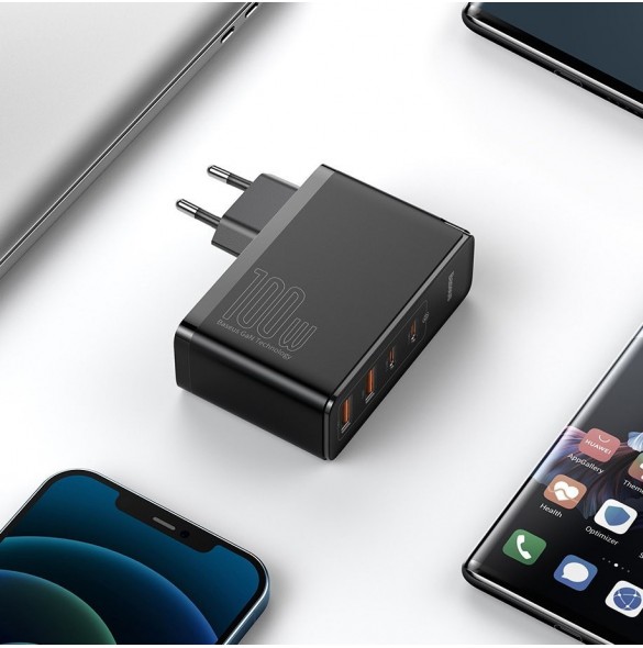 Baseus GaN2 Pro snabbladdare 100W USB / USB Typ C Snabbladdning 4+ Strömförsörjning svart (CCGAN2P-L01)