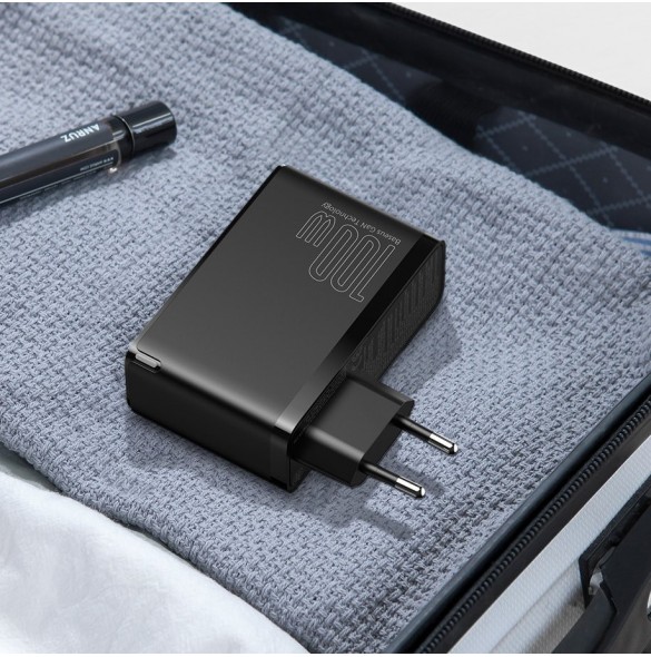 Baseus GaN2 Pro snabbladdare 100W USB / USB Typ C Snabbladdning 4+ Strömförsörjning svart (CCGAN2P-L01)