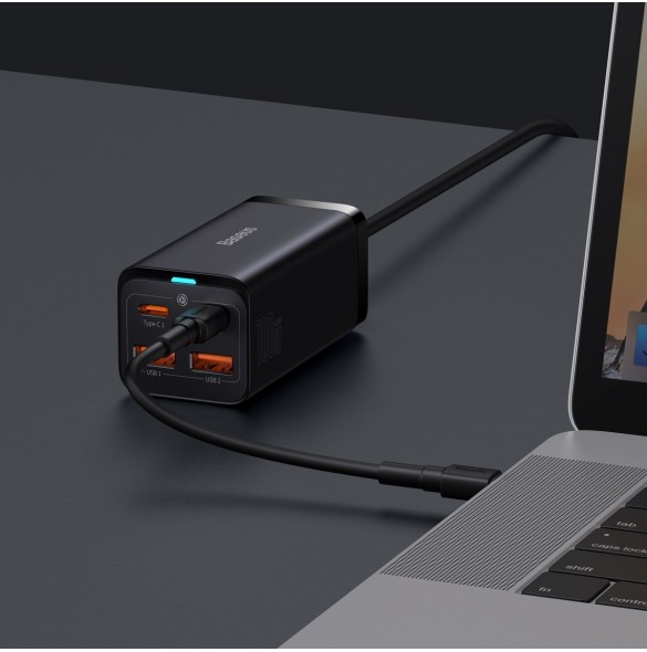 Baseus GaN3 Pro snabb universal GaN-laddare 2 x USB Typ C / 2 x USB 100W PD3.0, QC4.0 +, AFC svart (CCGP000101)