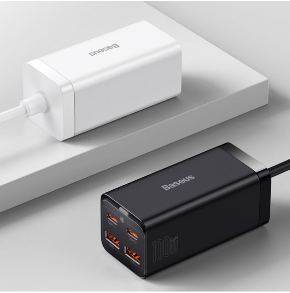 Baseus GaN3 Pro snabb universal GaN-laddare 2 x USB Typ C / 2 x USB 100W PD3.0, QC4.0 +, AFC svart (CCGP000101)