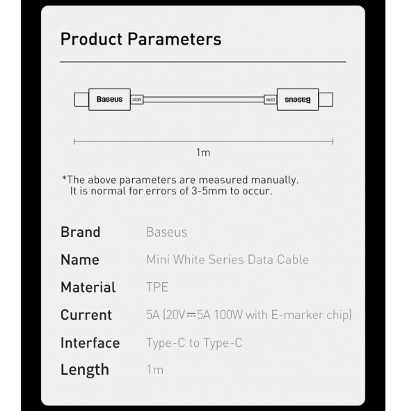 Baseus GaN3 Pro snabb universal GaN-laddare 2 x USB Typ C / USB + kabel USB Typ C - USB Typ C 65W PD3.0, QC4.0 +, AFC vit (CCGP0