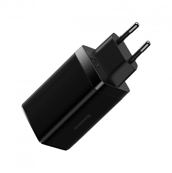 Baseus GaN3 Pro snabb universal GaN-laddare 2 x USB Typ C / USB 65W PD3.0, QC4.0 +, AFC svart + USB Typ C - USB Typ C-kabel 1m (