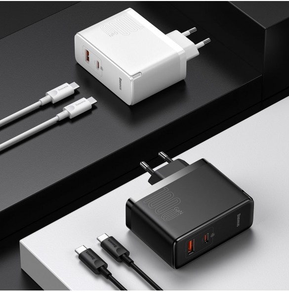 Baseus GaN5 Pro snabb universal väggladdare GaN USB Typ C / USB 100W PD3.0, QC4.0+, AFC svart (CCGP090201)