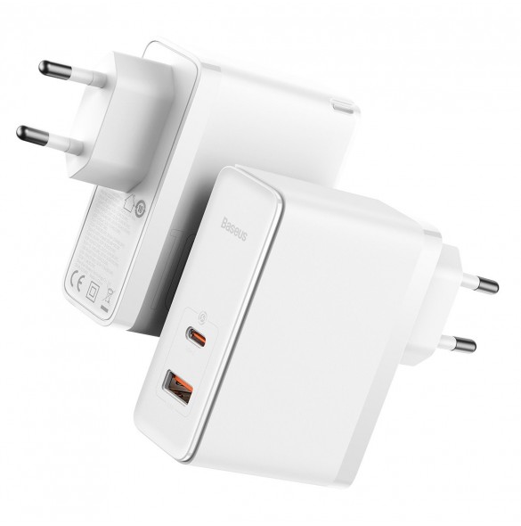 Baseus GaN5 Pro snabb universal väggladdare GaN USB Typ C / USB 100W PD3.0, QC4.0+, AFC vit (CCGP090202)