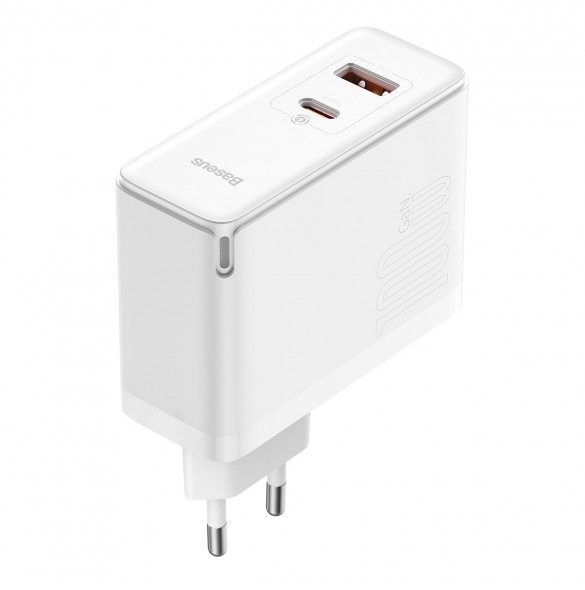 Baseus GaN5 Pro snabb universal väggladdare GaN USB Typ C / USB 100W PD3.0, QC4.0+, AFC vit (CCGP090202)