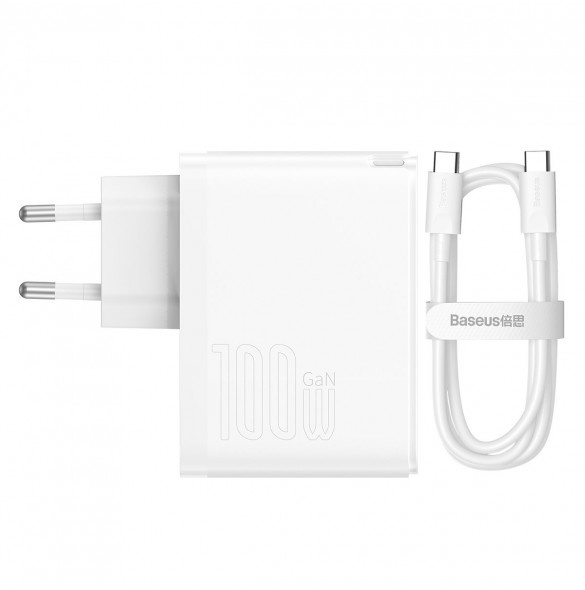Baseus GaN5 Pro snabb universal väggladdare GaN USB Typ C / USB 100W PD3.0, QC4.0+, AFC vit (CCGP090202)