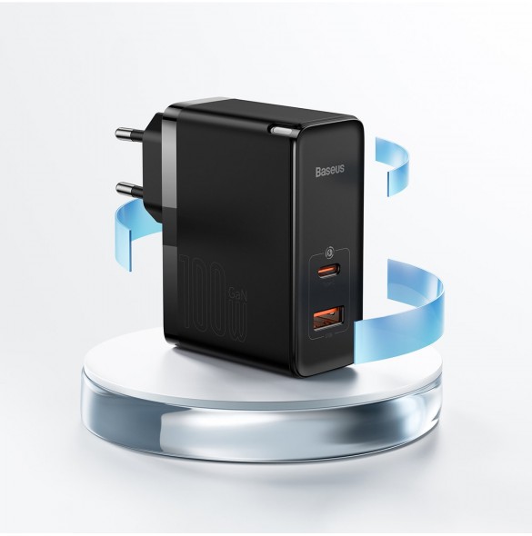 Baseus GaN5 Pro snabb universal väggladdare GaN USB Typ C / USB 100W PD3.0, QC4.0+, AFC vit (CCGP090202)