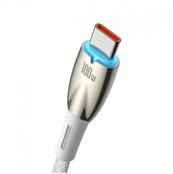 Baseus Glimmer Series snabbladdningskabel USB-A - USB-C 100W 480Mbps 1m vit
