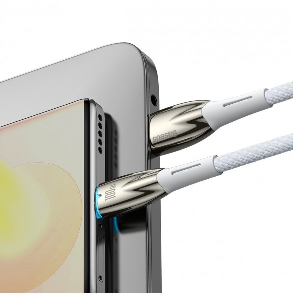 Baseus Glimmer Series snabbladdningskabel USB-A - USB-C 100W 480Mbps 1m vit