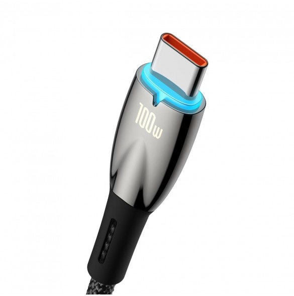 Baseus Glimmer Series Snabbladdningskabel USB-A - USB-C 100W 480Mbps 2m svart