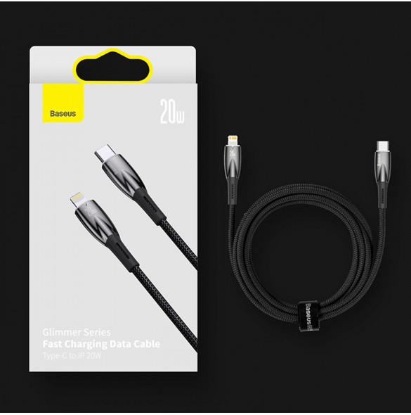 Baseus Glimmer Series Snabbladdningskabel USB-A - USB-C 100W 480Mbps 2m svart