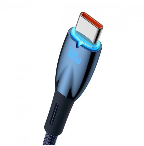 Baseus Glimmer Series Snabbladdningskabel USB-A - USB-C 100W 480Mbps 2m blå