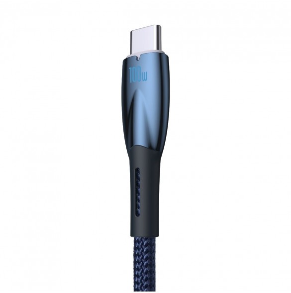 Baseus Glimmer Series Snabbladdningskabel USB-A - USB-C 100W 480Mbps 2m blå
