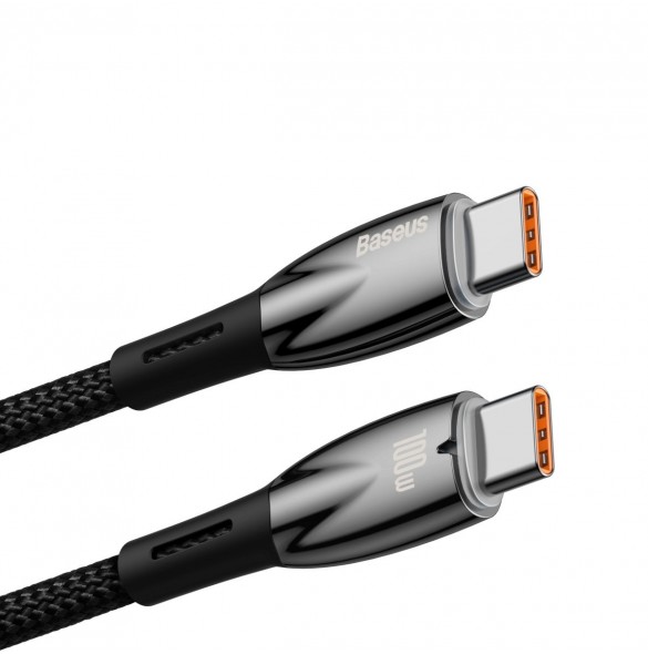 Baseus Glimmer Series Snabbladdningskabel USB-C 480Mbps PD 100W 2m Svart