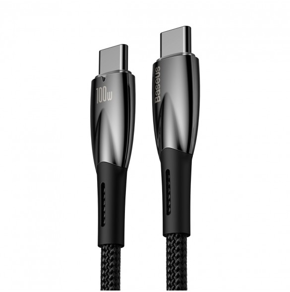 Baseus Glimmer Series Snabbladdningskabel USB-C 480Mbps PD 100W 2m Svart