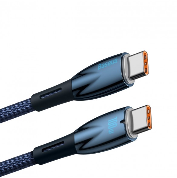 Baseus Glimmer Series Snabbladdningskabel USB-C 480Mbps PD 100W 2m Blå