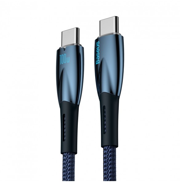 Baseus Glimmer Series Snabbladdningskabel USB-C 480Mbps PD 100W 2m Blå