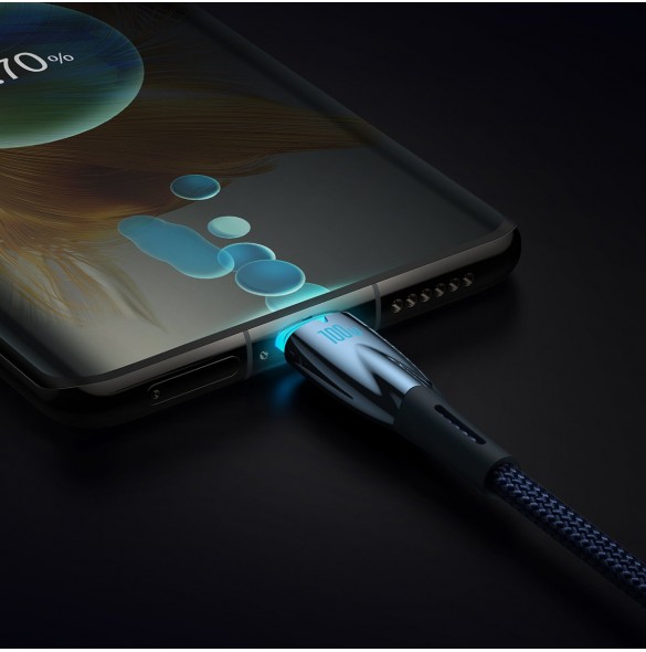 Baseus Glimmer Series Snabbladdningskabel USB-C 480Mbps PD 100W 2m Blå
