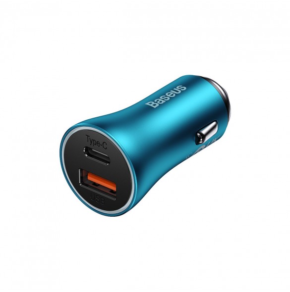 Baseus Golden Contactor Max snabb billaddare USB + USB typ C 60 W Snabbladdning blå (CGJM000103)