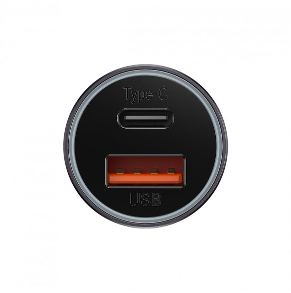 Baseus Golden Contactor Max snabb billaddare USB + USB typ C 60 W Quick Charge mörkgrå (CGJM000113)